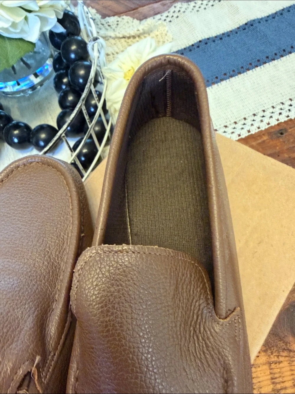 Hush Puppies Men's Brown Pebble-Grain Slip-On Loafers